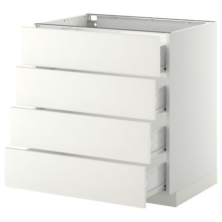 Напольный шкаф 4 фронтальных панели, 4 ящика МЕТОД / ФОРВАРА, белый, Хэггеби белый