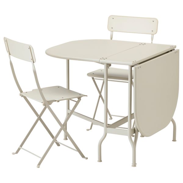 Стол + 2 складных стула для сада САЛЬТХОЛЬМЕН, бежевый - фото 1