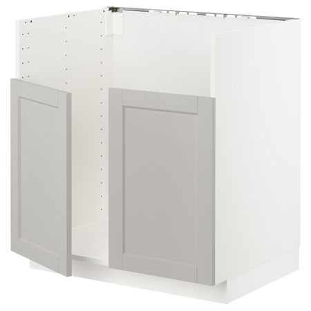 Шкаф для двойной мойки БРЕДШЁН, белый/Лерхюттан светло-серый 80x60 см IKEA METOD МЕТОД 592.978.48