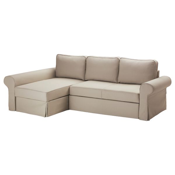 Диван-кровать с козеткой, Тигельшо бежевый IKEA БАККАБРУ 092.407.17 - фото 1