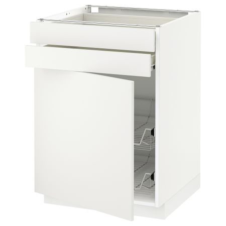Напольный шкаф, дверца, 2 ящика, проволочных корзин МЕТОД / ФОРВАРА, белый, Хэггеби белый