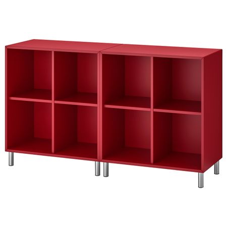 Комбинация шкафов с ножками, красный 140x35x80 см IKEA ЭКЕТ 792.864.86