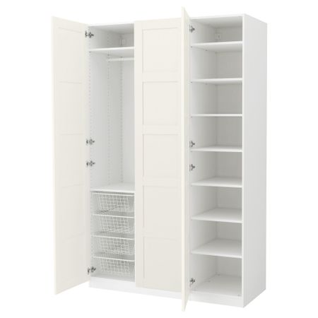 Гардероб ПАКС, белый, Бергсбу белый