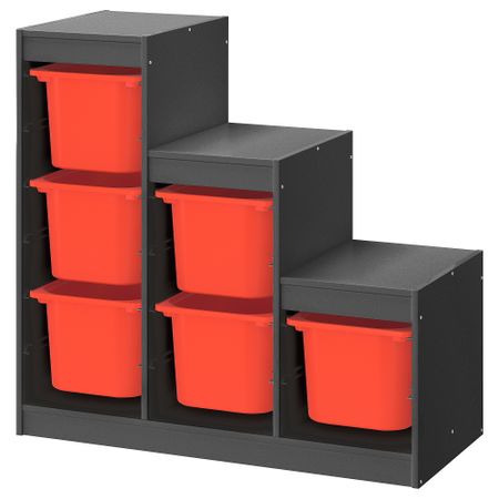 Комбинация для хранения, серый, оранжевый, 99x44x94 см IKEA TROFAST ТРУФАСТ 795.268.63