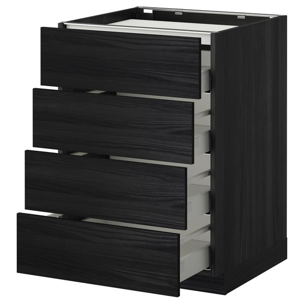 Напольный шкаф, 4 фронтальных панели, 4 ящика МЕТОД / МАКСИМЕРА, черный, Тингсрид черный - фото 1