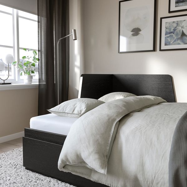 Каркас кровати-кушетки с 2 ящиками, черно-коричневый 80x200 см IKEA FLEKKE ФЛЕККЕ 504.901.43 - фото 3