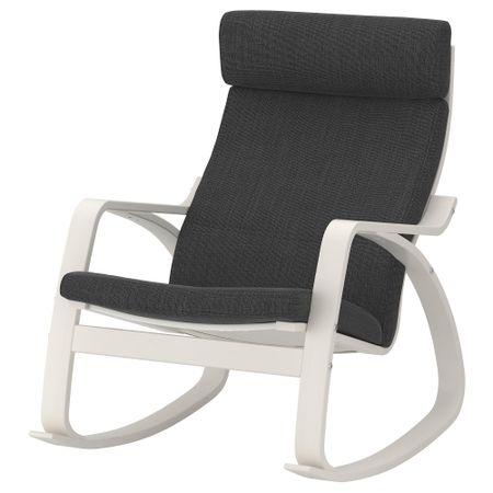 Кресло-качалка ПОЭНГ, белый, Хилларед антрацит