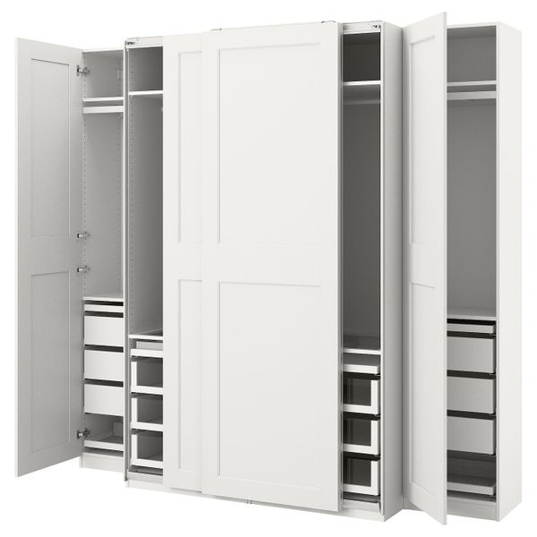 Гардероб, комбинация, белый 250x66x236 см IKEA PAX ПАКС / GRIMO ГРИМО 893.948.95 - фото 1
