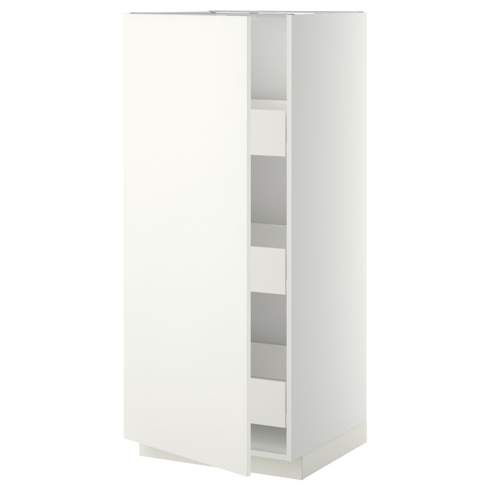 Высокий шкаф с ящиками МЕТОД / ФОРВАРА, белый, Хэггеби белый (60x60x140 см) - фото 1