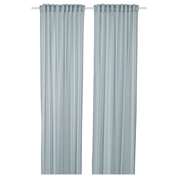 Гардины, 2 шт., светлый серо-бирюзовый 145x300 см IKEA HILJA ХИЛЬЯ 105.128.49 - фото 1