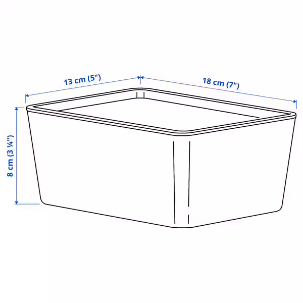 KUGGIS Контейнер с крышкой - белый 13x18x8 см - схема-чертеж с размерами