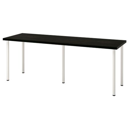 Письменный стол, черно-коричневый, белый, 200x60 см IKEA LAGKAPTEN ЛАГКАПТЕН, ADILS АДИЛЬС 394.176.58