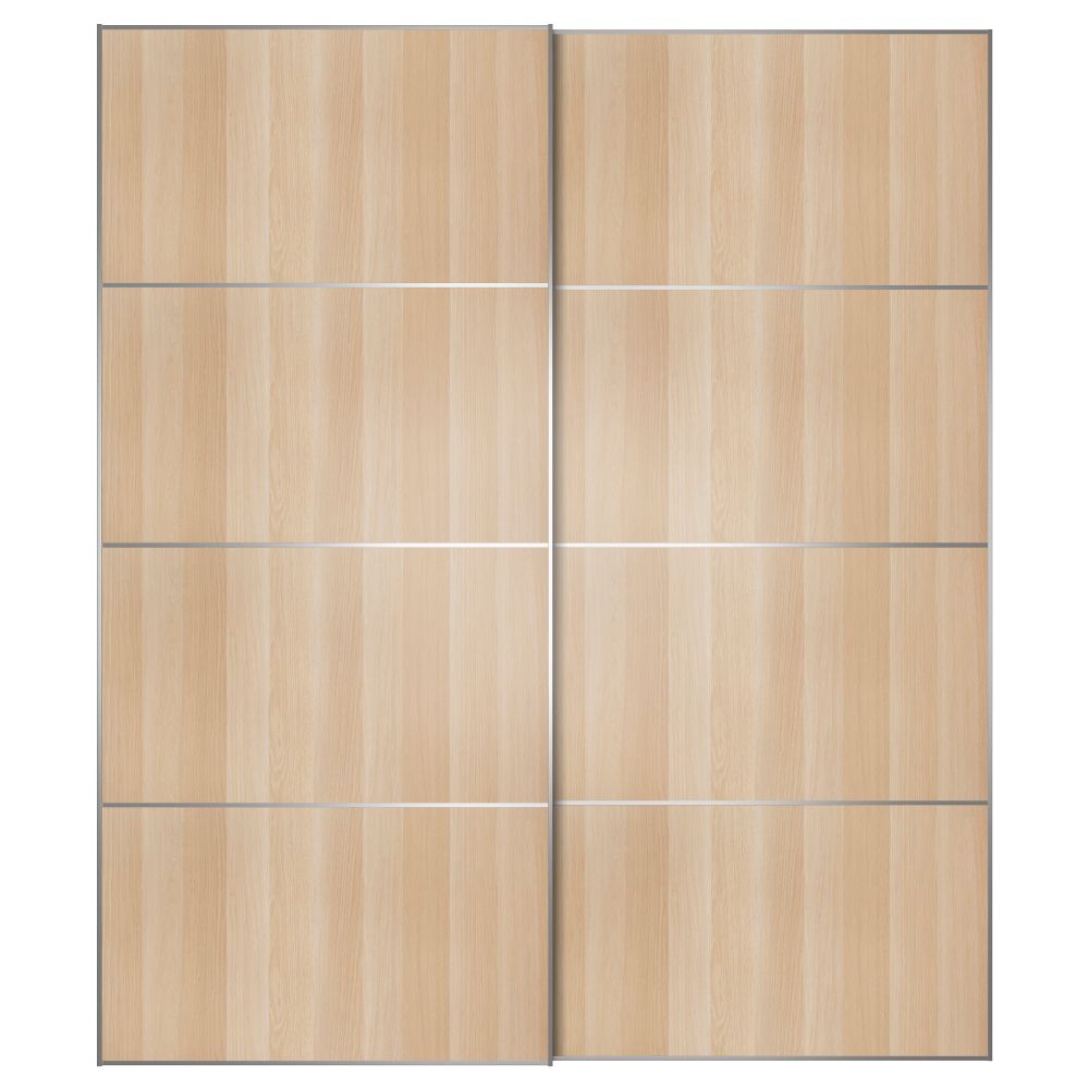 Пара раздвижных дверей ВОЛЬДА, под беленый дуб, цвет алюминия - схема-чертеж с размерами