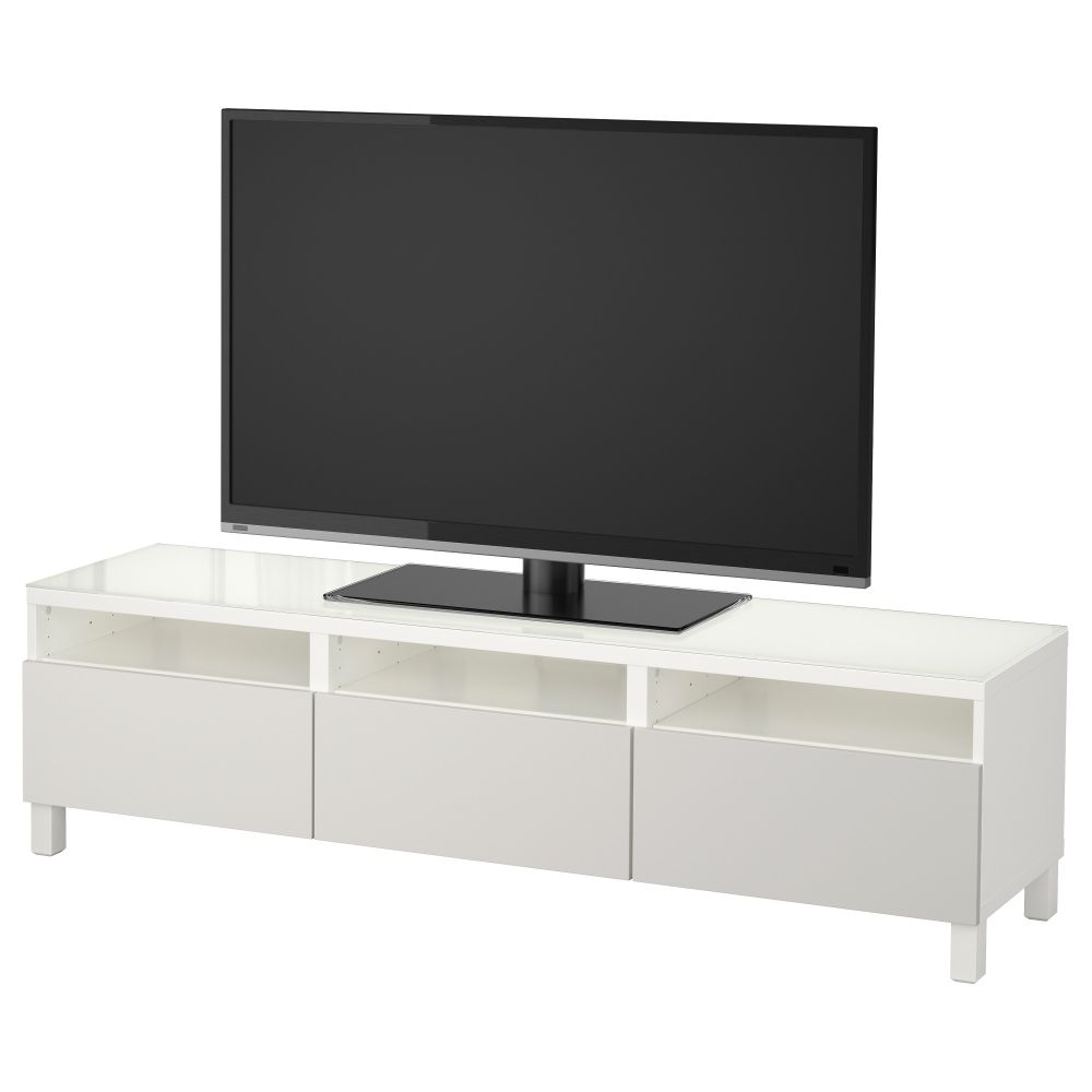 Тумба для ТВ с ящиками БЕСТО, белый, Лаппвикен светло-серый (180x40x48 см) - фото 1