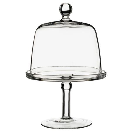 Сервировочная подставка с крышкой, прозрачное стекло 19 см IKEA INBJUDEN ИНБЬЮДЕН 004.913.24