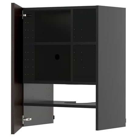 METOD Навесной шкаф д/вытяжки/полка/дверь - черно-серый/Sinarp коричневый 60x80 см