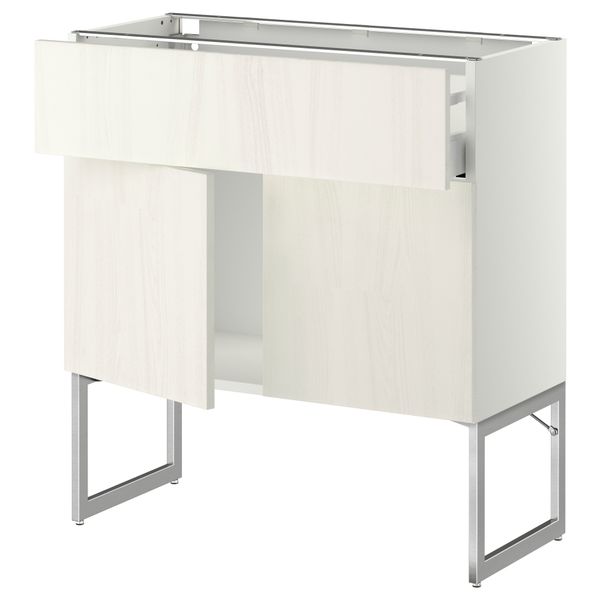 Напольный шкаф, полки, ящик, 2 двери МЕТОД / МАКСИМЕРА, белый, Росдаль белый - схема-чертеж с размерами