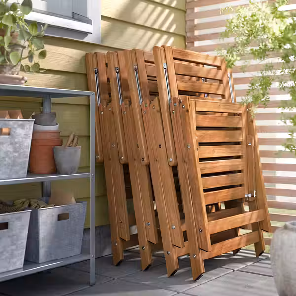 NÄMMARÖ Садовое кресло/регулируемая спинка - складной светло-коричневая морилка - фото 2