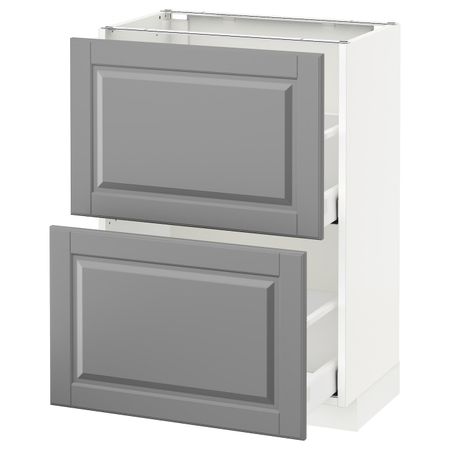 Напольный шкаф с 2 ящиками, белый/Будбин серый 60x37 см IKEA METOD МЕТОД / MAXIMERA МАКСИМЕРА 092.327.17