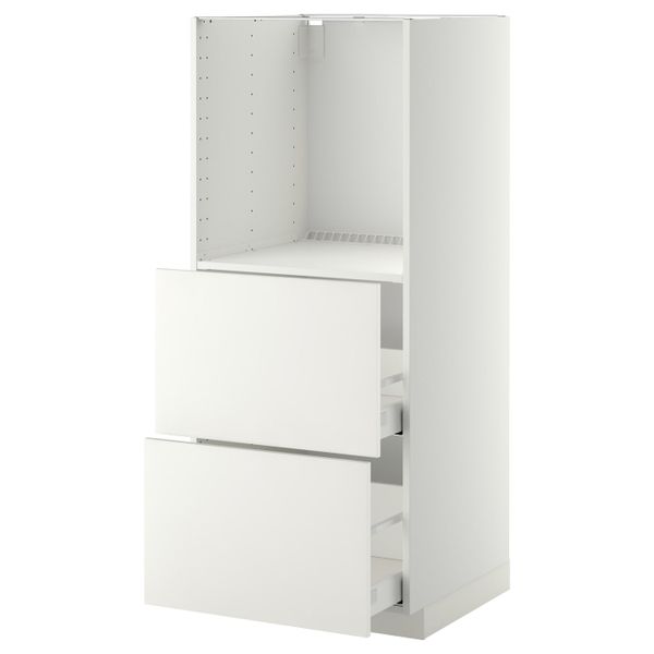 Высокий шкаф с 2 ящиками для/духовки, белый/Хэггеби белый 60x60x140 см IKEA METOD МЕТОД / MAXIMERA МАКСИМЕРА 192.316.61 - фото 1
