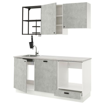 Кухня, 183x63.5x222 см, антрацит, под бетон IKEA BEGIVENHET БЕГИВЕНХЕТ 993.373.76
