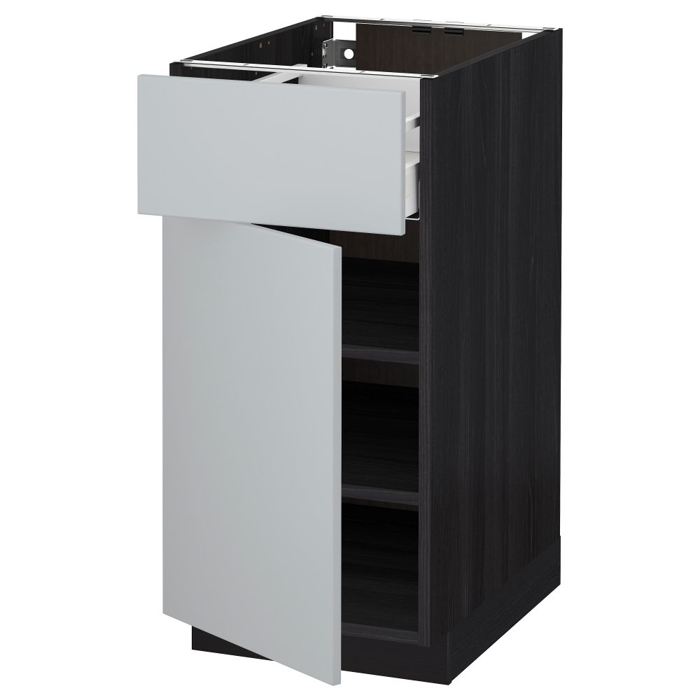 Напольный шкаф с ящиком, дверью МЕТОД / МАКСИМЕРА, черный, Веддинге серый - схема-чертеж с размерами