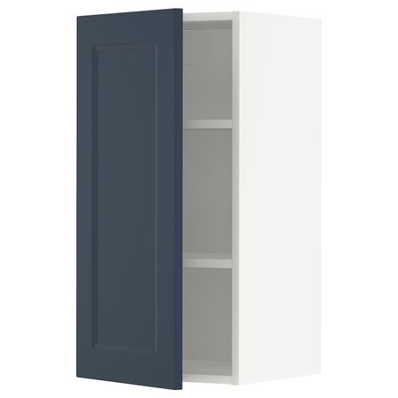 Навесной шкаф с полками, белый Акстад/матовая поверхность синий 40x80 см IKEA METOD МЕТОД 194.454.12