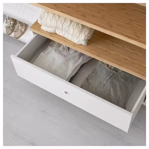 ELVARLI Гардероб, комбинация - белый/бамбук 135x51x222-350 см - схема-чертеж с размерами