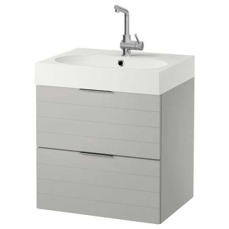 Шкаф для раковины с 2 ящиками ГОДМОРГОН / БРОВИКЕН, светло-серый (61x49x68 см)