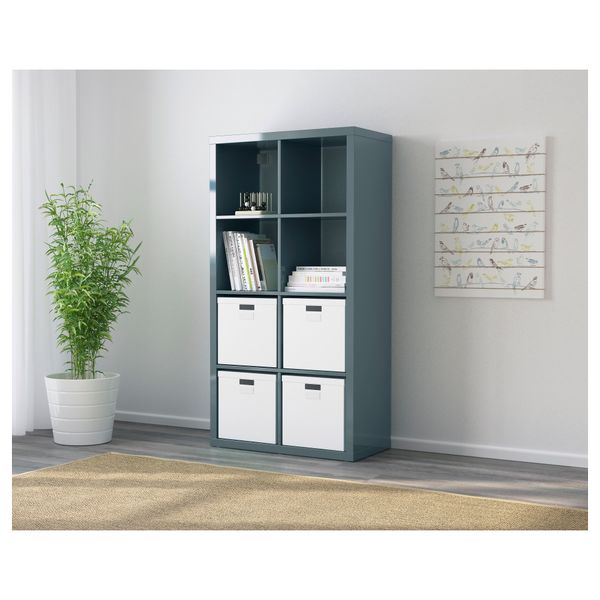 Стеллаж КАЛЛАКС, глянцевый серо-бирюзовый (77x147 см) - фото 2