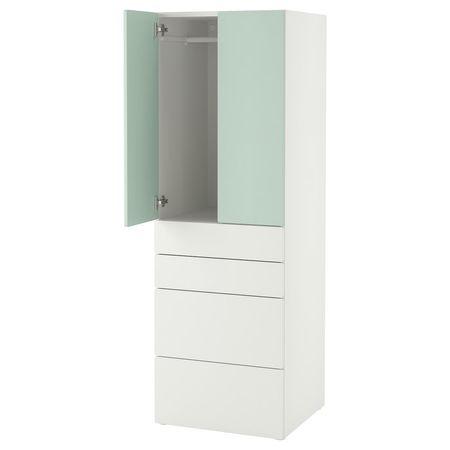 SMÅSTAD / PLATSA Гардероб - белый светло-зеленый/с 4 ящиками 60x57x181 см