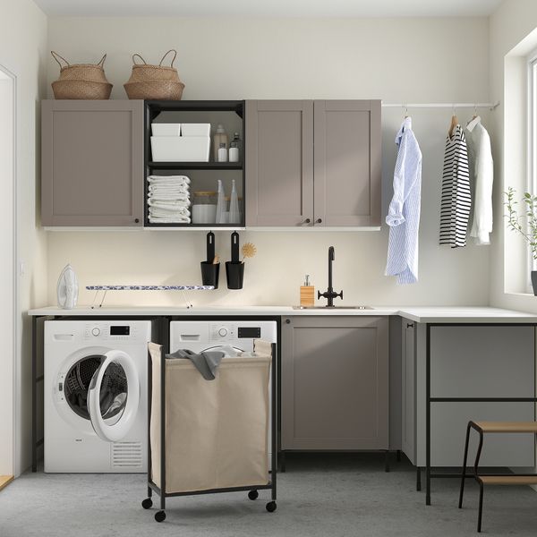 Комбинация для домашней прачечной, антрацит, серый каркас, 269.5x139x63.5 см IKEA BEGIVENHET БЕГИВЕНХЕТ 294.779.35 - фото 3