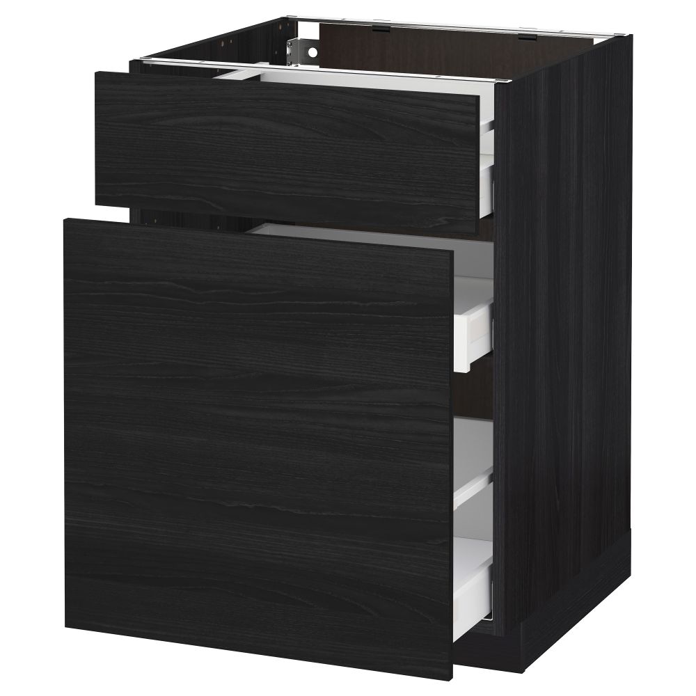 Напольный шкаф, выдвижной секцией, ящик МЕТОД / МАКСИМЕРА, черный, Тингсрид черный - схема-чертеж с размерами
