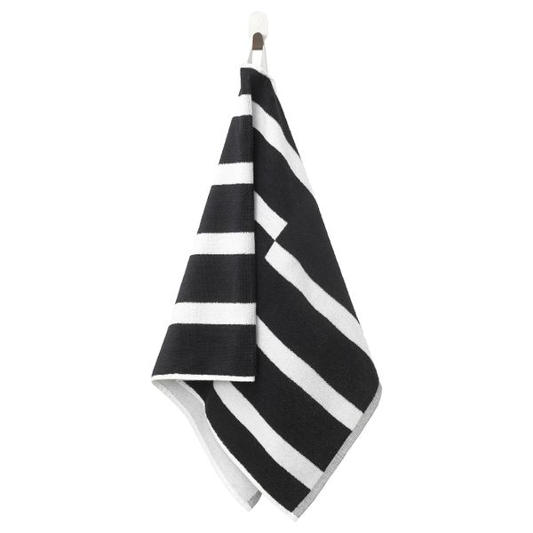 Полотенце, черный-белый 50x100 см IKEA KINNEN КИННЕН 604.393.33 - фото 1