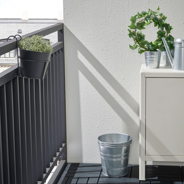 Кашпо с держателем, для дома, улицы черный 15 см IKEA VITLÖK ВИТЛОК 805.053.55 - схема-чертеж с размерами