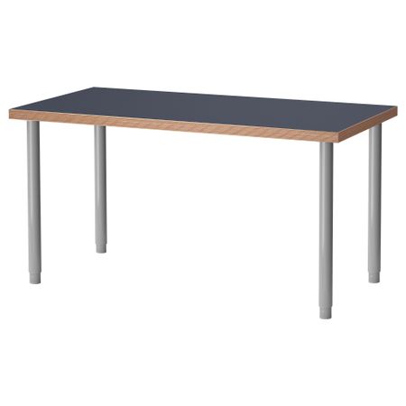 Стол ЛИННМОН / ОЛОВ, синий, серебристый (120x60 см)
