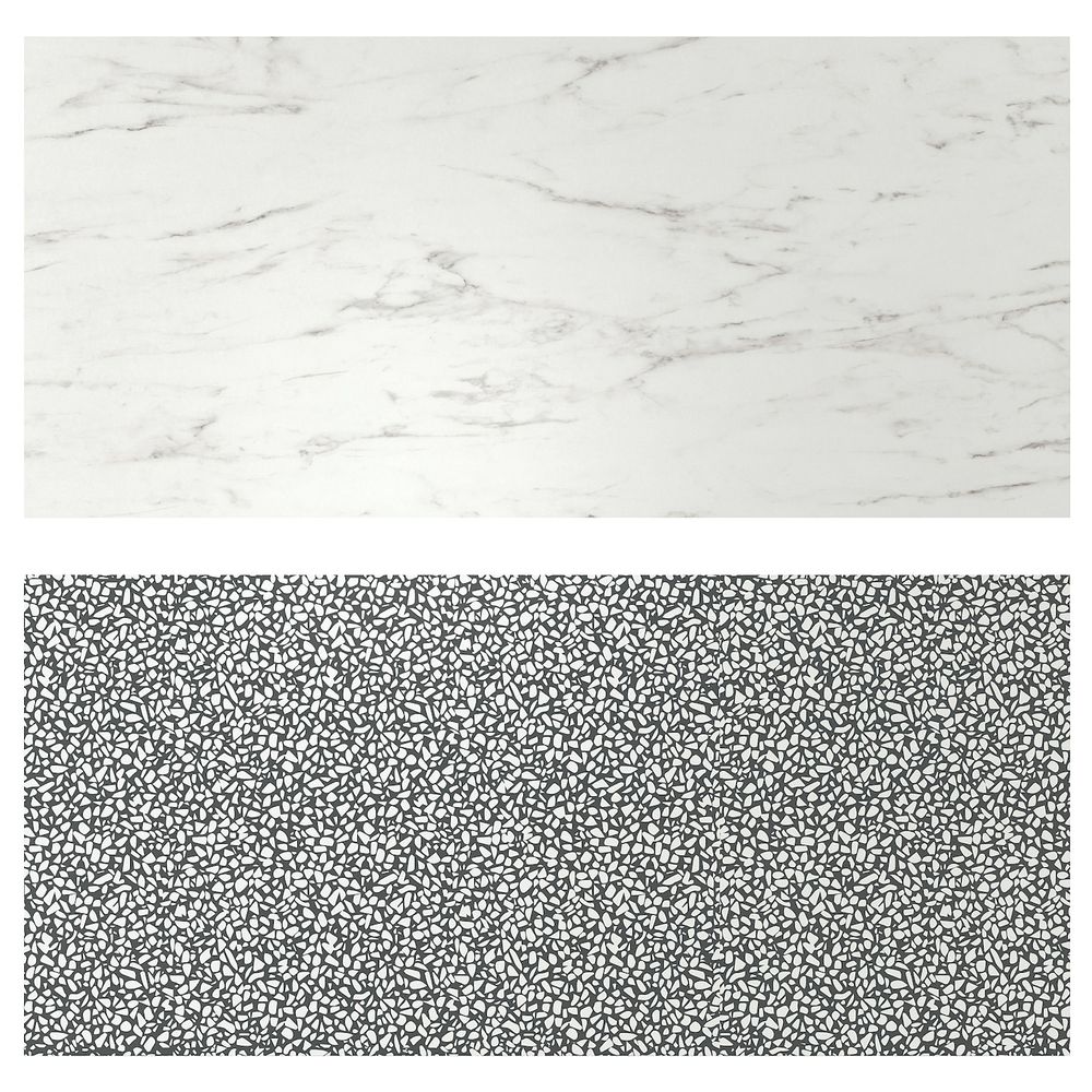 Настенная панель, двусторонний под белый мрамор/черный-белый мозаичный орнамент 119.6x55 см IKEA LYSEKIL ЛИЗЕКИЛЬ 004.644.34 - фото 1