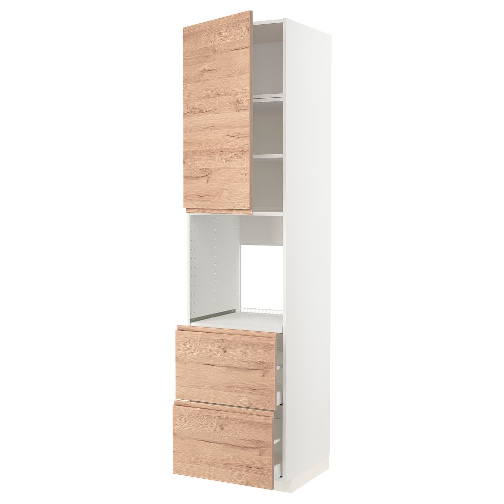 Высокий шкаф для духовки + дверь, 2ящика, 60x60x240 cm IKEA METOD МЕТОД, MAXIMERA МАКСИМЕРА 894.667.26 - фото 1