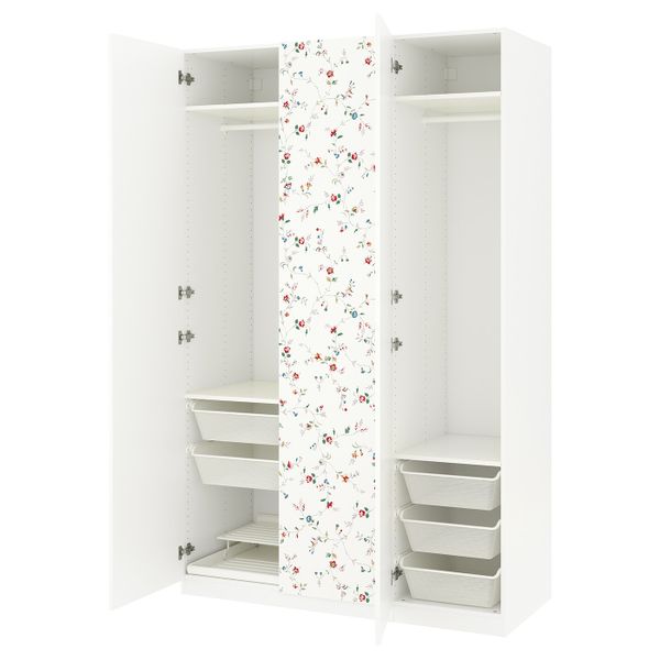 Гардероб, белый, цветочный орнамент Марнардаль, 150x60x236 см IKEA ПАКС / МАРНАРДАЛЬ 492.471.18 - фото 1