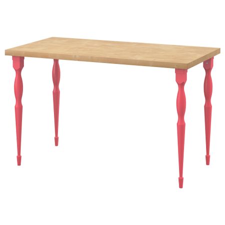 Стол ЛИННМОН / НИПЕН, под березу, красный (120x60 см)
