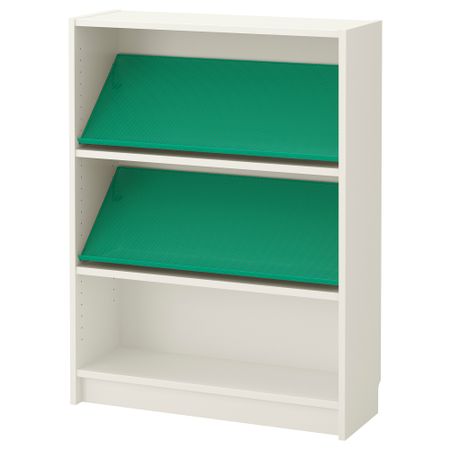 Стеллаж с наклонной полкой БИЛЛИ / БОТТНА, белый, зеленый (80x28x106 см)