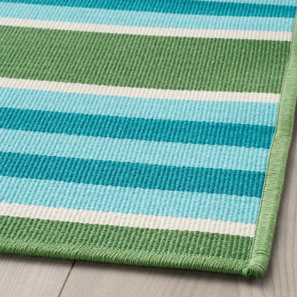 Ковер безворсовый, для/дома/улицы, в полоску, зеленый, белый 170x240 см IKEA СОММАР 2020 004.651.03 - фото 2