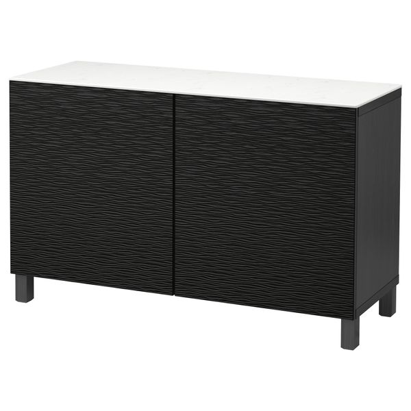 Комбинация для хранения с дверцами БЕСТО, черно-коричневый, Лаксвикен черный (120x42x74 см) - фото 1