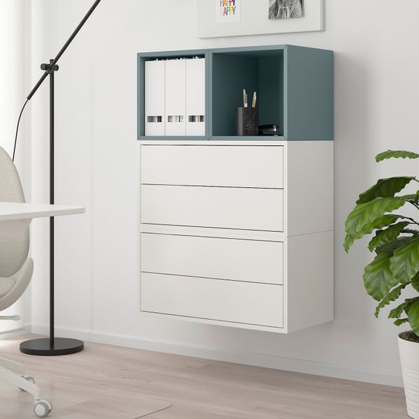 Комбинация настенных шкафов, белый/серо-бирюзовый 105x35x70 см IKEA EKET ЭКЕТ 193.860.64 - фото 3