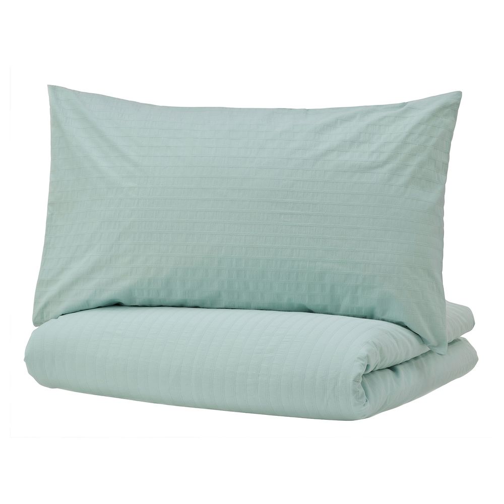 Пододеяльник и 2 наволочки, светлая бирюза 200x200/50x70 см IKEA OFELIA ОФЕЛИА 204.823.52 - фото 1