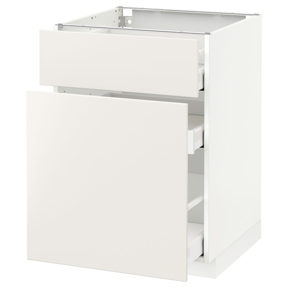 Напольный шкаф, выдвижной секцией, ящик МЕТОД / МАКСИМЕРА, белый, Веддинге белый - схема-чертеж с размерами