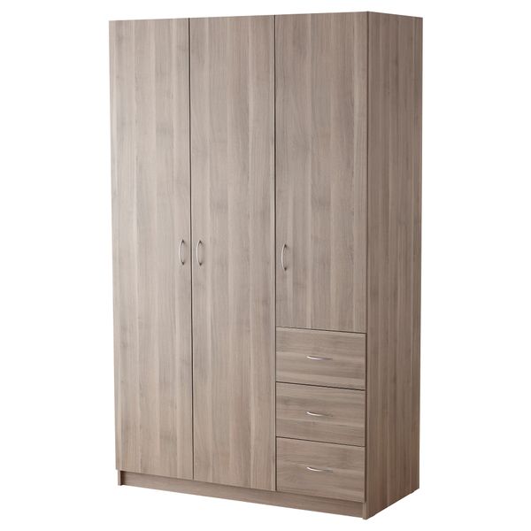 Гардероб с 3 дверцами + 3 ящика ТОДАЛЕН, серо-коричневый (120x202 см) - фото 1