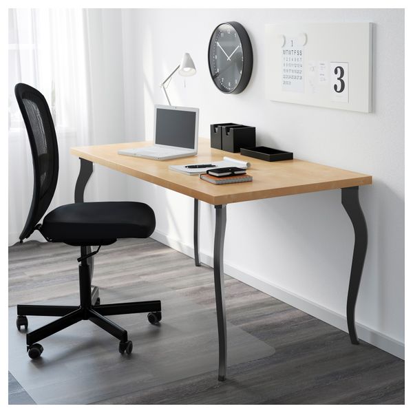 Стол ЛИННМОН / ЛАЛЛЕ, под березу, черный (150x75 см) - схема-чертеж с размерами