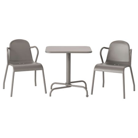 Стол + 2 стула, для сада ТУНХОЛЬМЕН, серый
