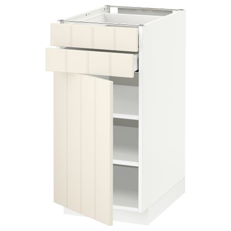 Напольный шкаф с дверцей, 2 ящиками МЕТОД / МАКСИМЕРА, белый, Хитарп белый с оттенком